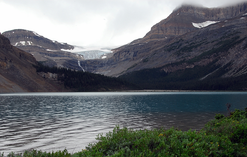 Bow Lake and Wapta Icefield Glacier Near Num-Ti-Jah Lodge