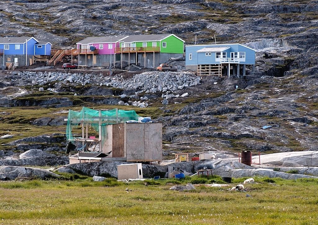 Ilulissat houses with fish drying shed