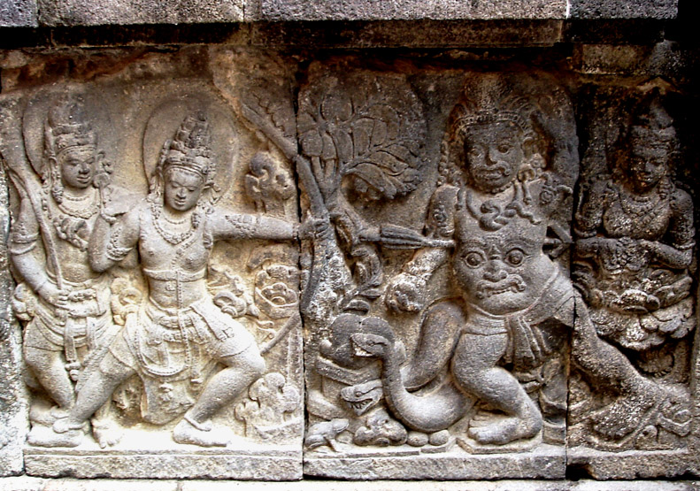 Carving: Rama shoots an arrow