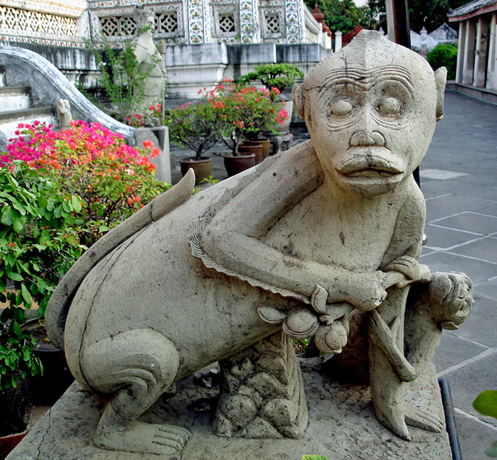 Stone monkey and baby