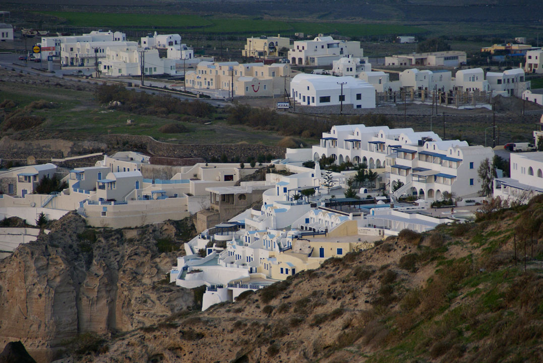 Pyrgos village with houses on the Caldera (crater).
