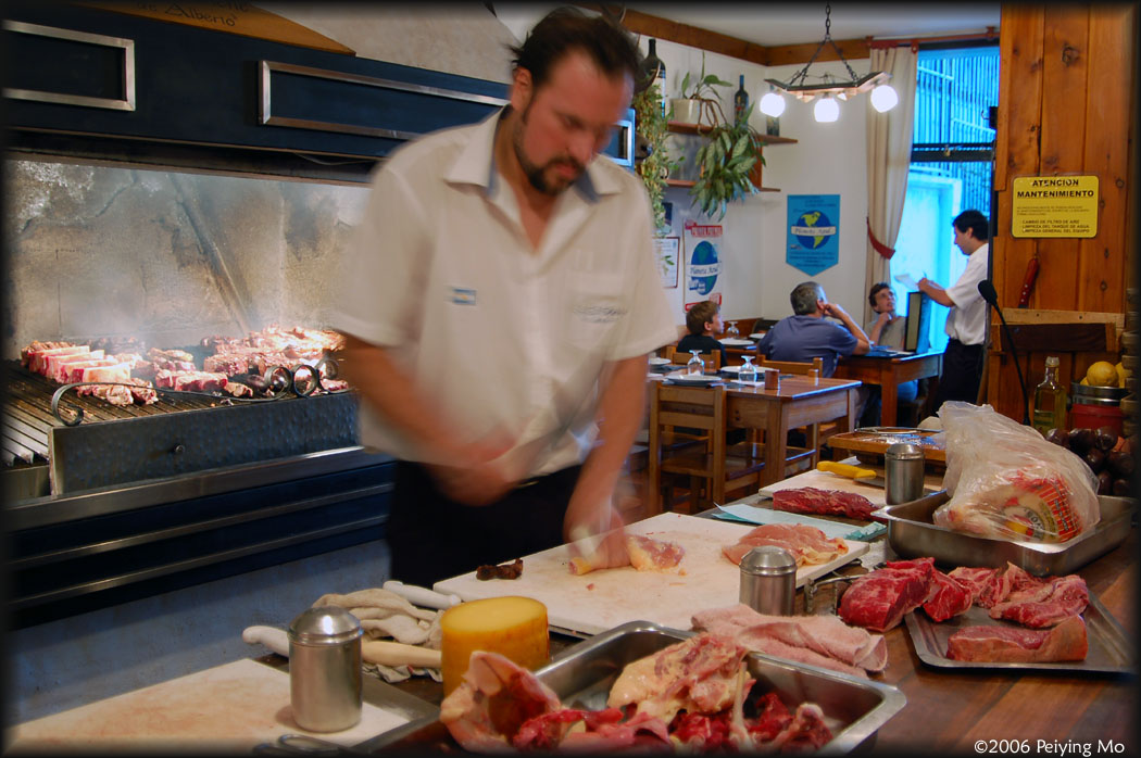 The chef takes orders and prepares it right in the open.