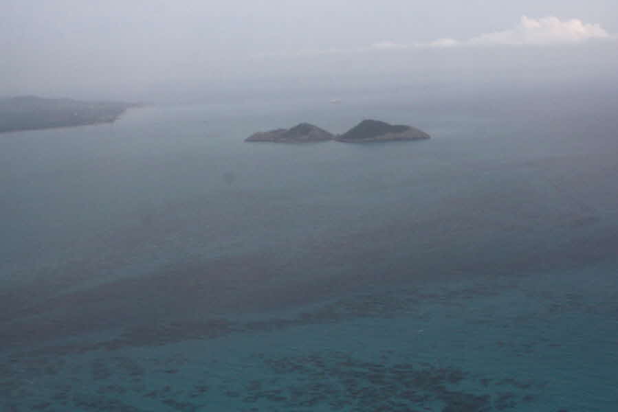 View of So Tom from the plane to Prncipe
