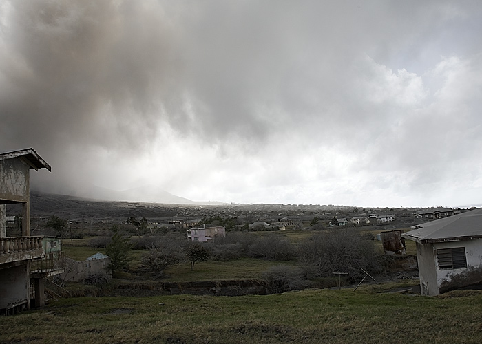 Volcanic dust destroys a village