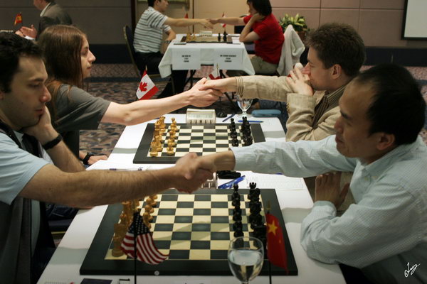 IMG_8169 centre: GM Michael Adams vs Noam Davies, ready to battle.  July 14