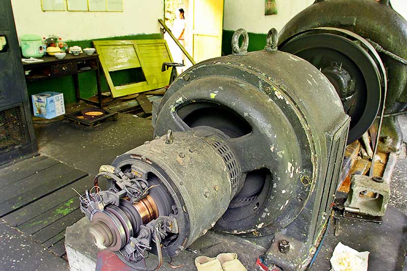 Generator at a hydroelectric dam.