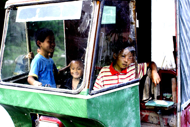 Going for a ride in a 3 wheeler.