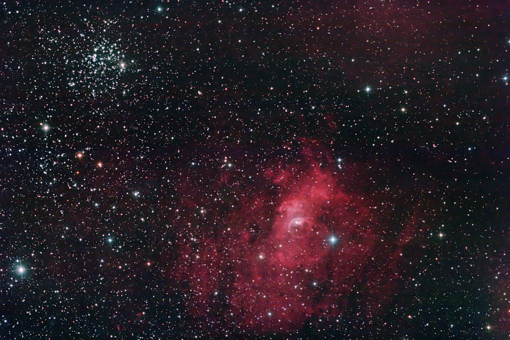 M52 and the Bubble Nebula ( NGC7635) in Cassiopeia