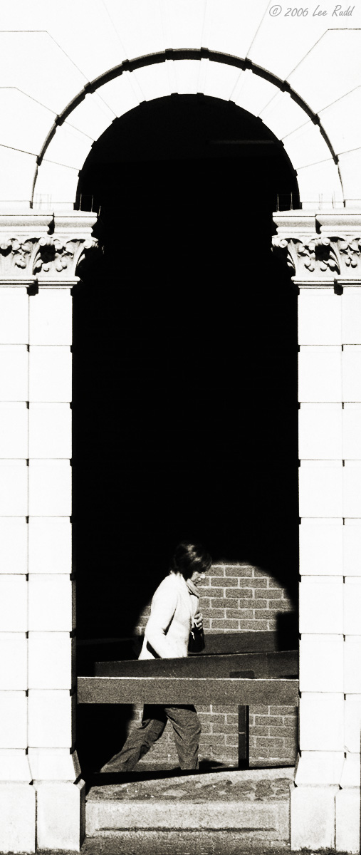 Rushing through the archway