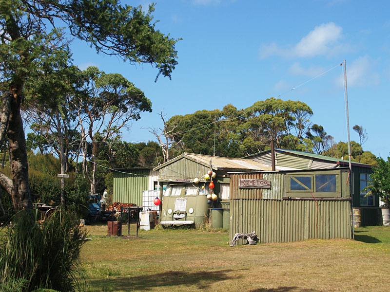 Shacks at Pieman Heads