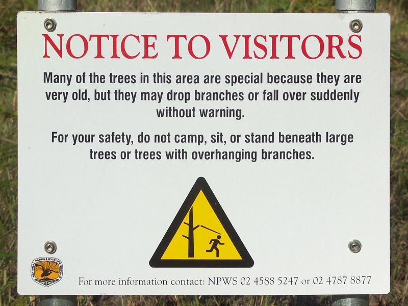 Warning in camping area