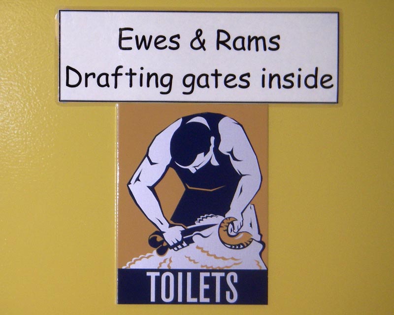 Sign on toilet door