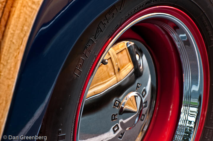 Reflection in 49 Ford Hubcap