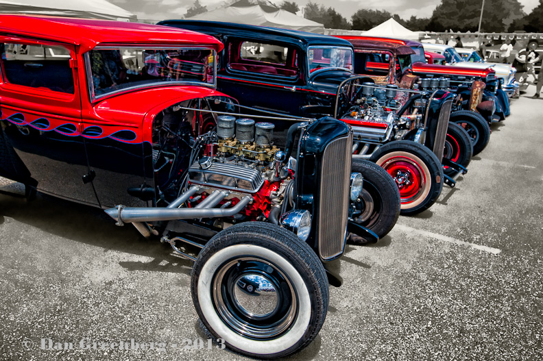 A Row of Classic Hot Rods