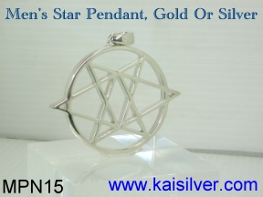 Mens Star Pendant, Five Point Star Pendant In Gold Or Silver