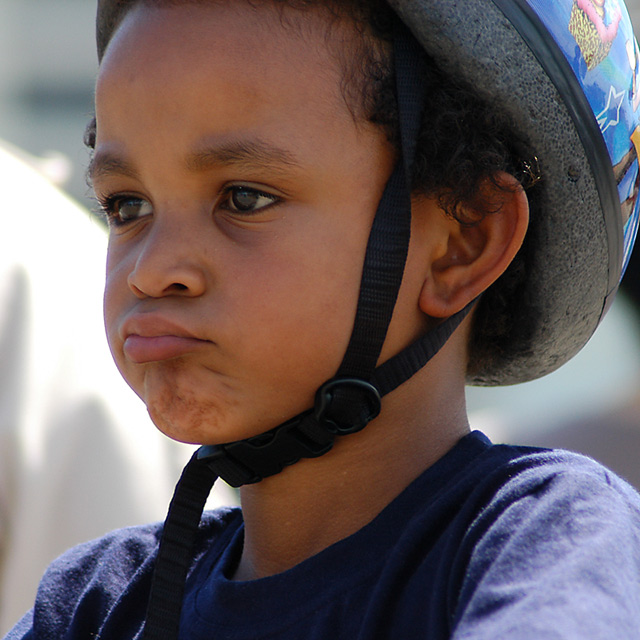 boy with crash helmet