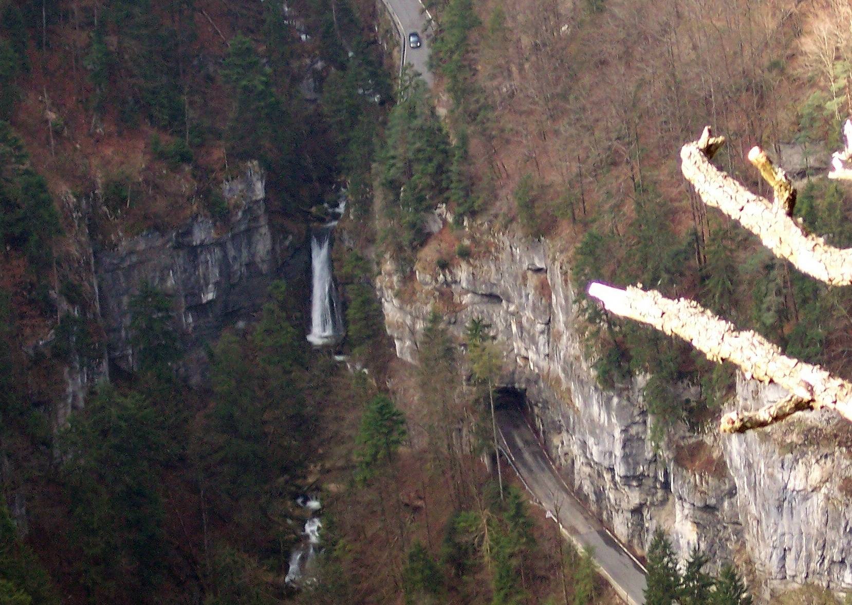 The Sorne Water Fall and one of the Pichoux  tunnels.