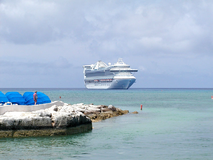 Caribbean Princess at anchor off Princess Cays