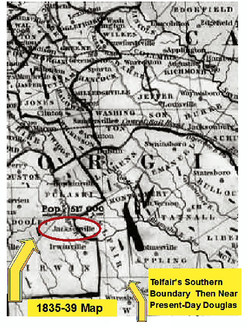 1835-39 Map Showing Telfairs Southern Boundary