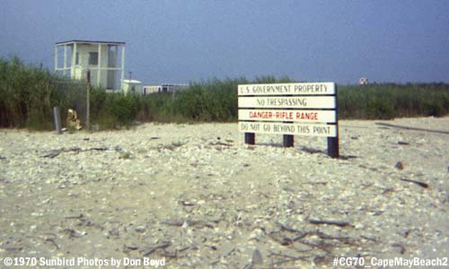 1970 - USCG Recruit Training Center Cape May viewed from the public beach photo #CG70 Cape May Tracen beach_2