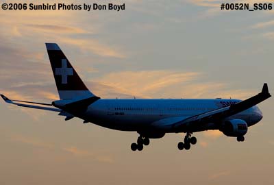 Swiss International Airlines A330-223 HB-IQO airline aviation sunset stock photo #0052N