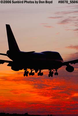 British Airways B747-436 airliner aviation sunset stock photo #0070N