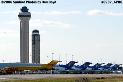 2006 - The Cargo City ramp at Miami International Airport with FAA Towers in the background stock photo #0232