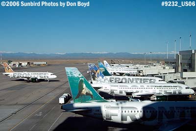 Frontier Airlines A319-111 N905FR and other Frontier aircraft at Denver airline aviation stock photo #9232
