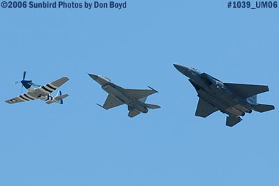 TF-51 Crazy Horse and USAF F-16 and F-15 Heritage Flight military air show aviation stock photo #1039