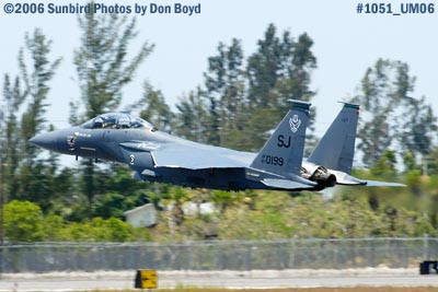 USAF McDonnell Douglas F-15E-44-MC Strike Eagle #AF87-0199 takeoff at Opa-locka Airport military air show stock photo #1051