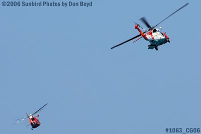 2006 - USCG HH-65A Dolphin #CG-6557 and HH-60J Jayhawk #CG-6039 at 2006 Air & Sea practice show military show stock photo #1063