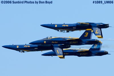 USN Blue Angels F/A-18A Hornets at the 2006 Air & Sea practice show military air show stock photo #1089
