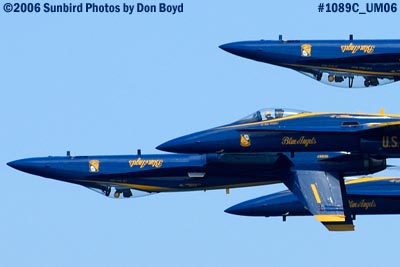 USN Blue Angels F/A-18A Hornets at the 2006 Air & Sea practice show military air show stock photo #1089C