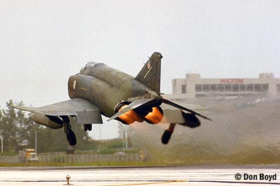Mid 80s - USAF F-4 Phantom takeoff military aviation stock photo