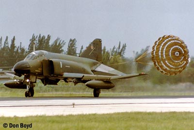Mid 80's - USAF F-4 Phantom landing military aviation stock photo