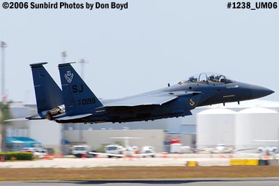 USAF McDonnell Douglas F-15E-44-MC Strike Eagle #AF87-0199 touch and go at Opa-locka Airport military air show stock photo #1238