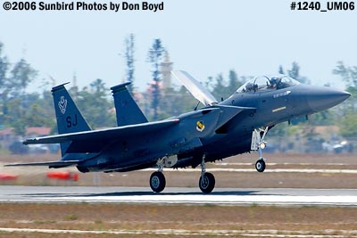 USAF McDonnell Douglas F-15E-44-MC Strike Eagle #AF87-0199 landing at Opa-locka Airport military air show stock photo #1240