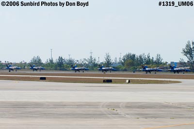 USN Blue Angels F/A-18 Hornets taxiing back on runway 9-left military air show aviation stock photo #1319