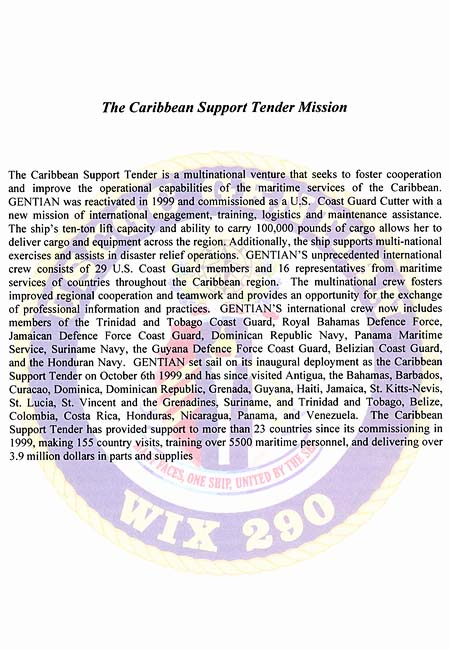 USCGC GENTIAN (WIX 290) Decommissioning Ceremony Booklet - Caribbean Support Tender Mission