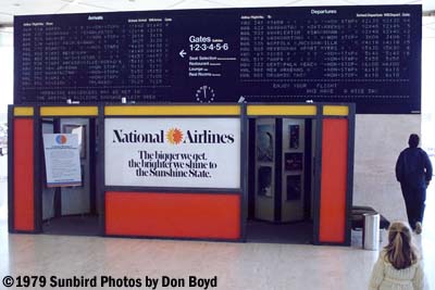 1979 - National Airlines flight information display system at JFK with the Pan Am takeover coming
