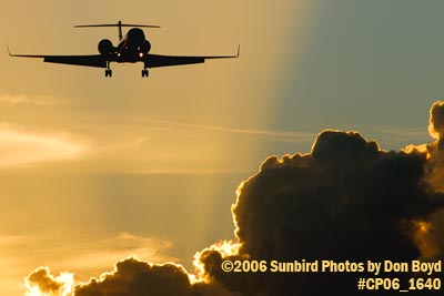EWS LLC's Gulfstream Aerospace GV-SP (G-550) N235DX sunset corporate aviation stock photo #CP06_1640H
