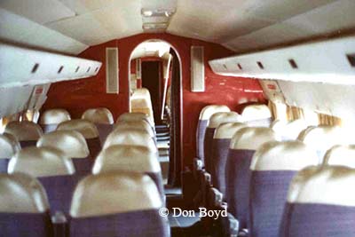 Late 1970s - rear passenger cabin of AREA Ecuador De Havilland Comet 4 HC-ALT