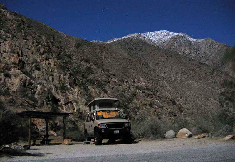 Anza-Borrego State Park under moonlight and very clear skies