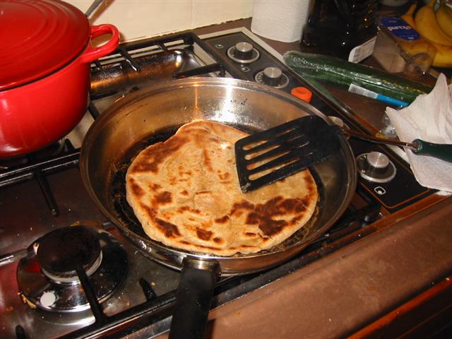 Frying other side.