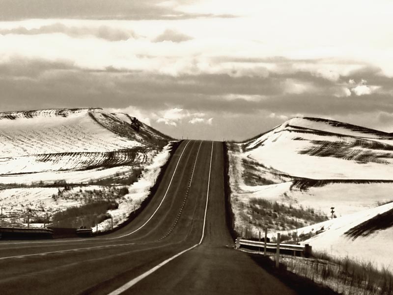 Winter Highway Sepia