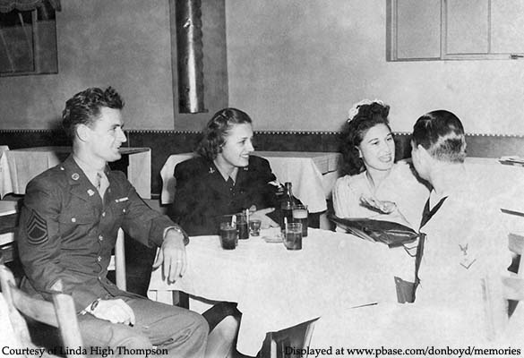 1940s - Jimmy Smith, his date?, Lutrelle Conger High and Jack High at the Sky Club on Tamiami Trail