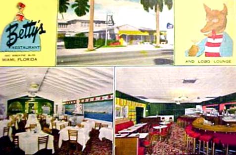 1950s - Bettys Restaurant and Lobo Lounge at 1440 Biscayne Boulevard, Miami