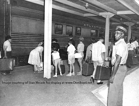 1960s - passengers and an Atlantic Coast Line Railroad train at the train station on NW 7th Avenue about 23rd Street