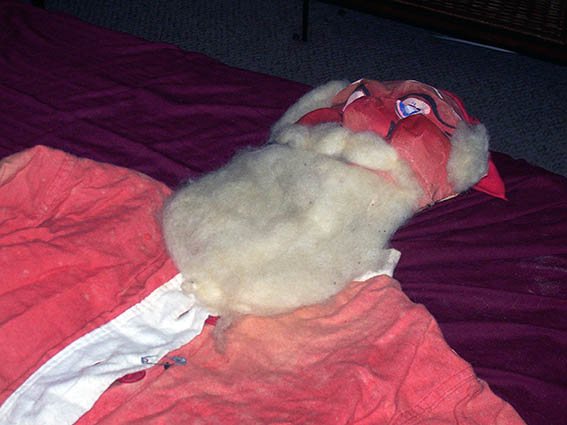 Charlis fathers old santa suit in 2005