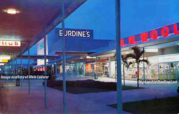 1960s/70s? - a night time view looking west in the 163rd Street Shopping Center